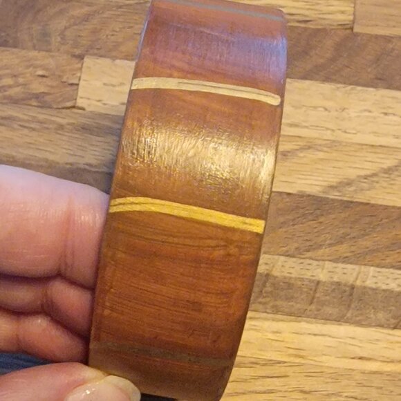 1.25" Wide Wooden Bangle Bracelet, Vintage Boho - Picture 8 of 13